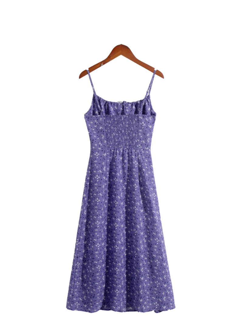 Elastic Floral Print Spaghetti Strap Dress – Summer Short Style - Image 2