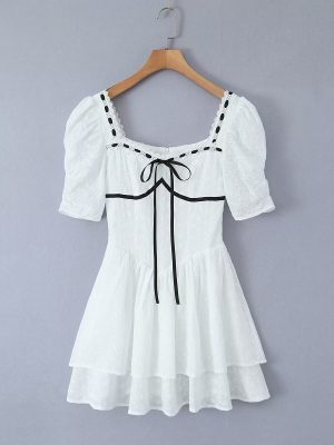 Autumn Lace Embroidered Slim Floral Dress