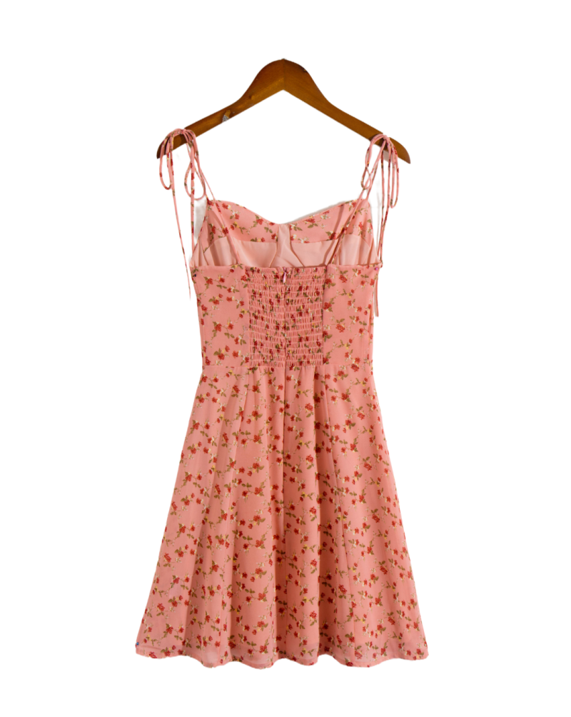 Autumn Floral Smocked Lace-Up Slip Dress - Image 2
