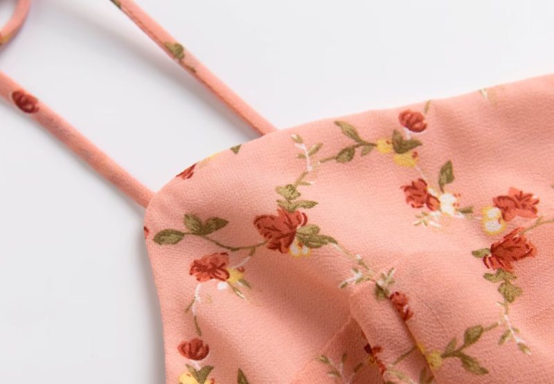 Autumn Floral Smocked Lace-Up Slip Dress - Image 3