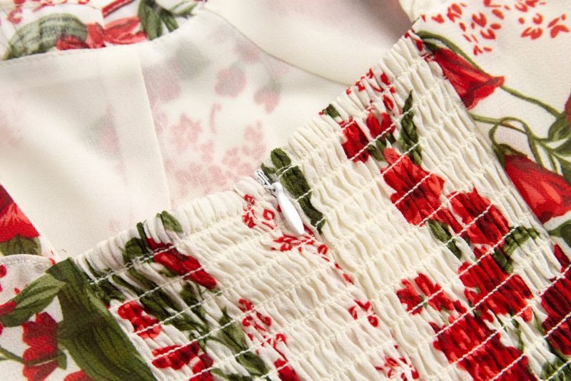 Floral Print Lace-Up Strap Casual Dress - Image 4