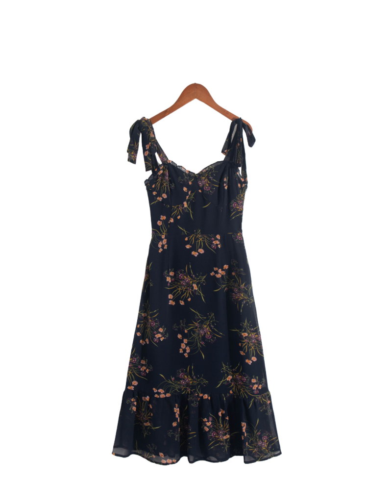 Fairycore Floral Cami Dress – French-Inspired Black Midi - Image 3