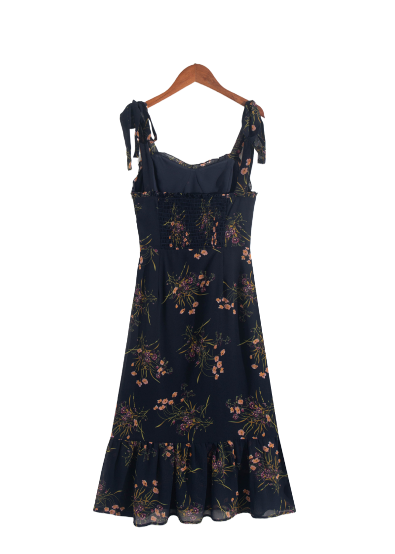 Fairycore Floral Cami Dress – French-Inspired Black Midi - Image 4