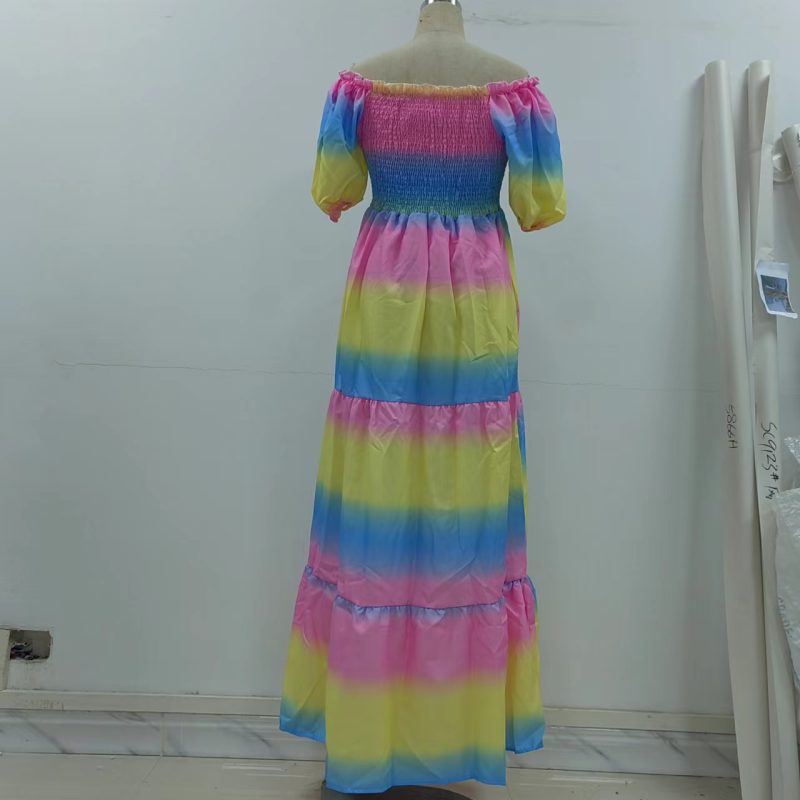 Women's Off-Shoulder Long Printed Summer Dress - Image 4