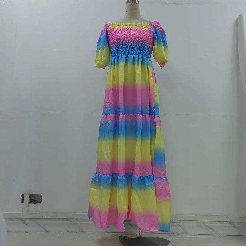 Women's Off-Shoulder Long Printed Summer Dress - Image 3