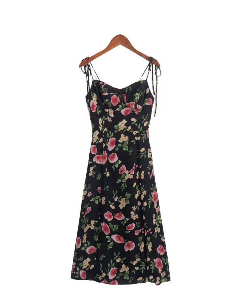 Spring Printed Sleeveless V-Neck Dress Women