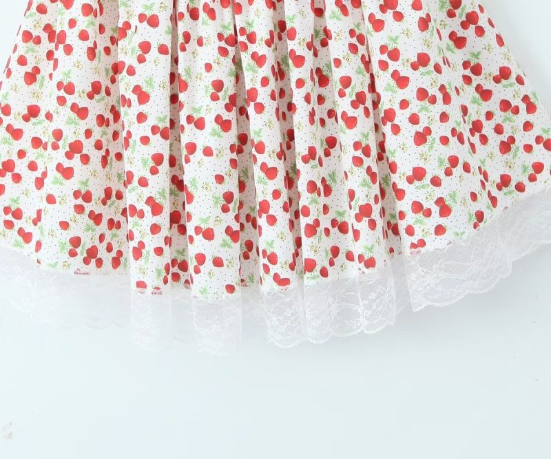 Strawberry Print Slim A-Line Dress Women - Image 3