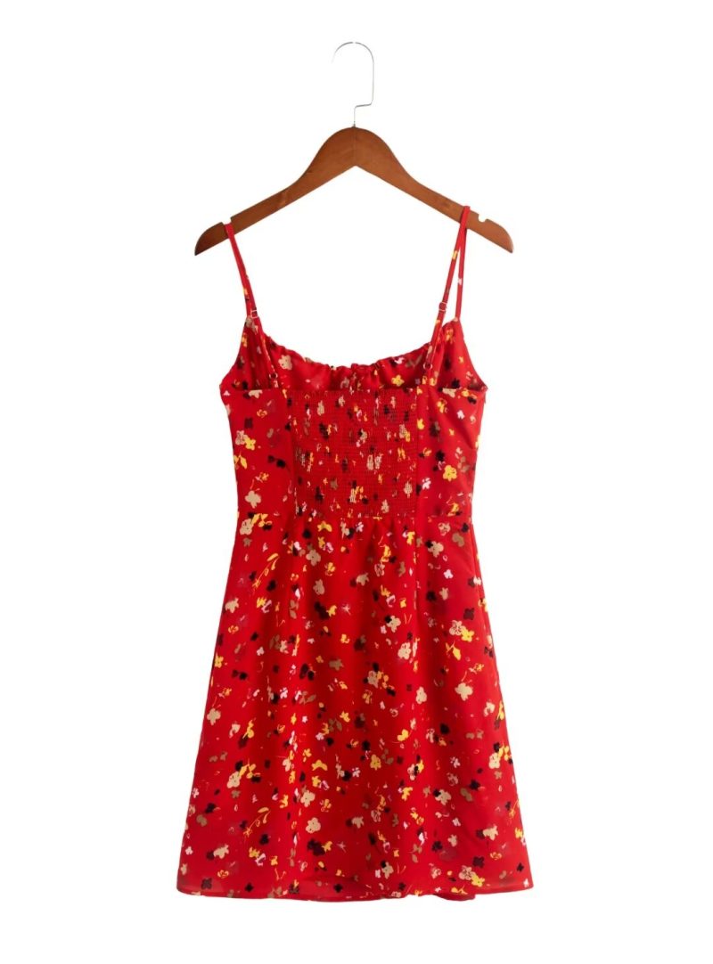 Summer Floral Drawstring Chest Slip Dress - Image 2