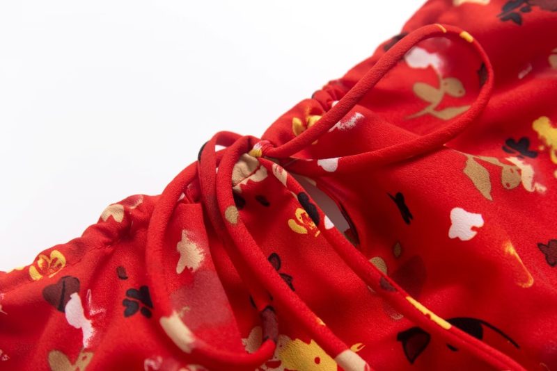 Summer Floral Drawstring Chest Slip Dress - Image 4