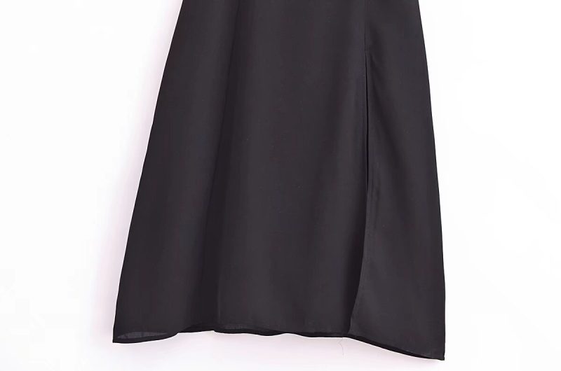 Tight Waist Skimming French Black Dress Women - Image 3