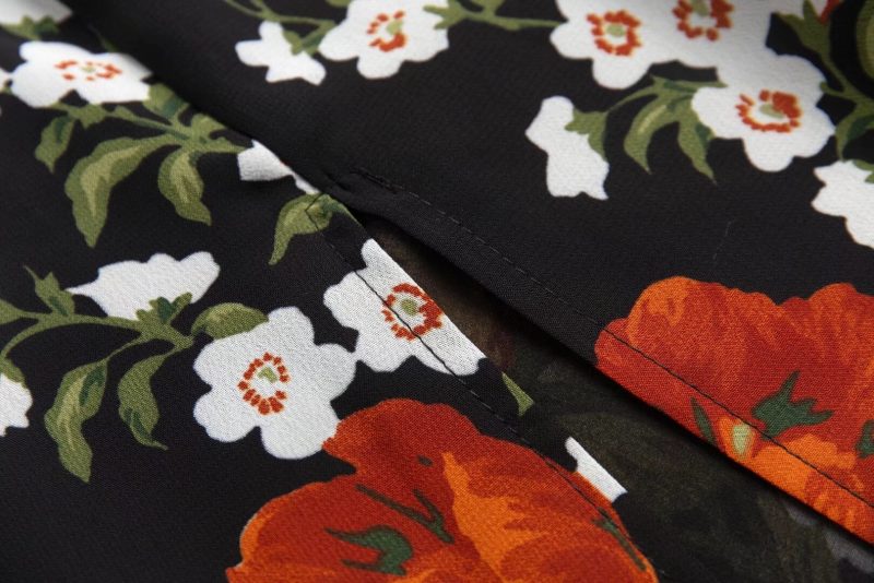 Mid-Length Floral Dress – Bow Strap Lace-Up - Image 4