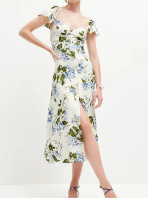 High Waist Floral Dress – French Slit Look