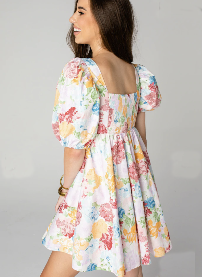 Square Neck Winter Dress – Printed Long Sleeve - Image 3