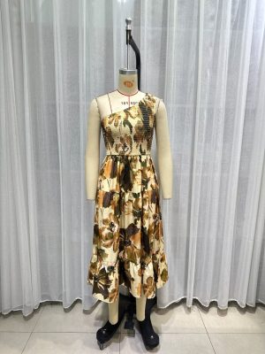 Elegant Asymmetric Printed Slim Fit Summer Dress