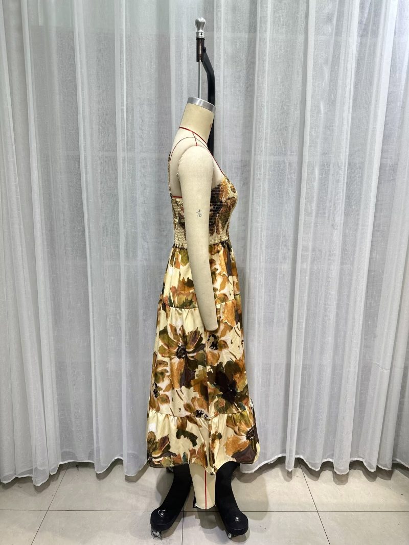 Elegant Asymmetric Printed Slim Fit Summer Dress - Image 2