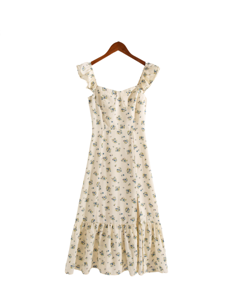 Winter Square Collar Printed Swing Dress