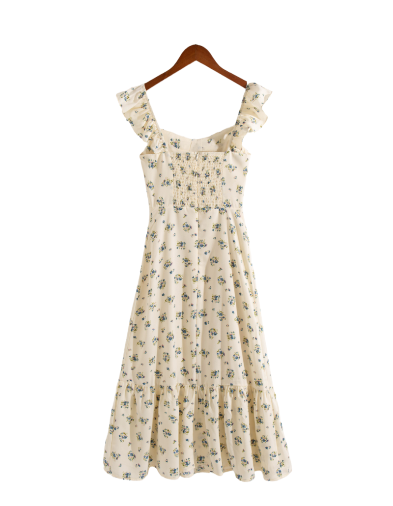 Winter Square Collar Printed Swing Dress - Image 2