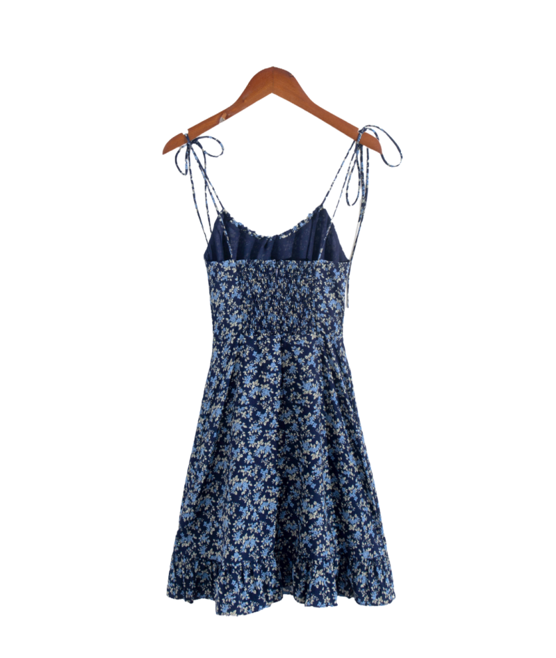 French Floral V-Neck Slim Beach Dress - Image 2