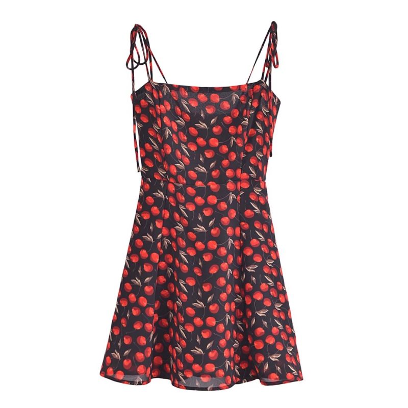 Cinched Waist Dress – French Cherry Strap Look