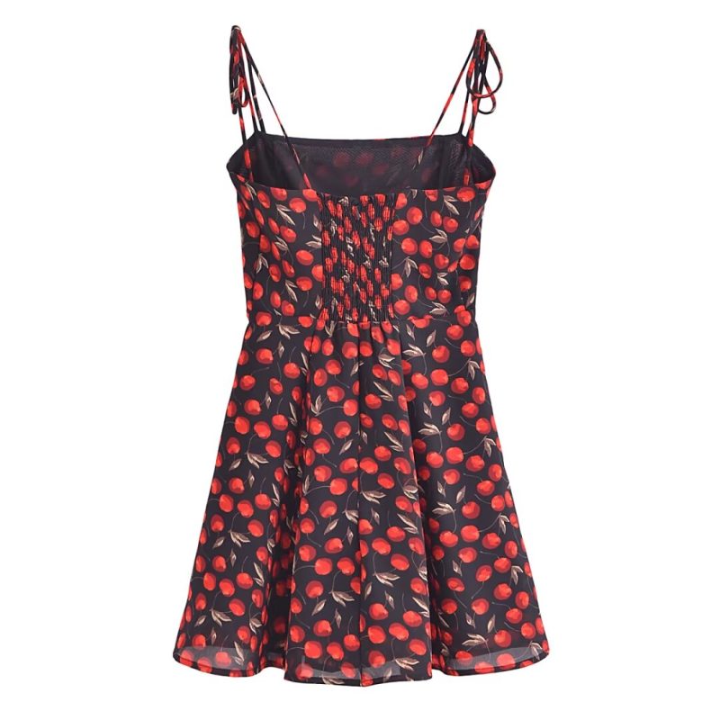 Cinched Waist Dress – French Cherry Strap Look - Image 2