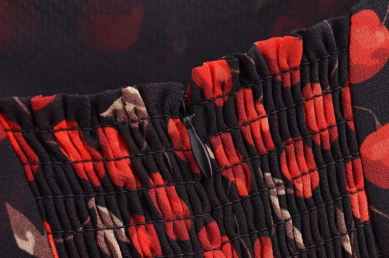 Cinched Waist Dress – French Cherry Strap Look - Image 4