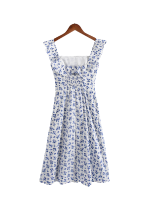 French Retro Floral Slit Lace Dress Spring
