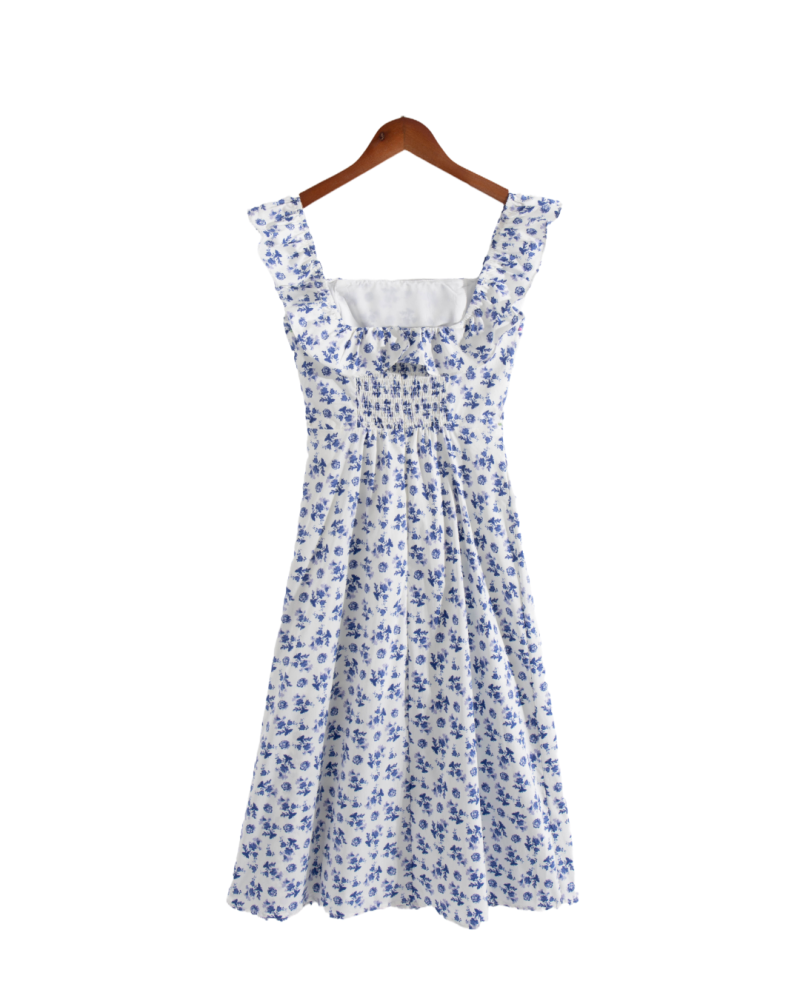 French Retro Floral Slit Lace Dress Spring