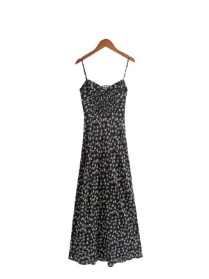Summer Slimming Floral Dress – French Lace-Up Slip Style