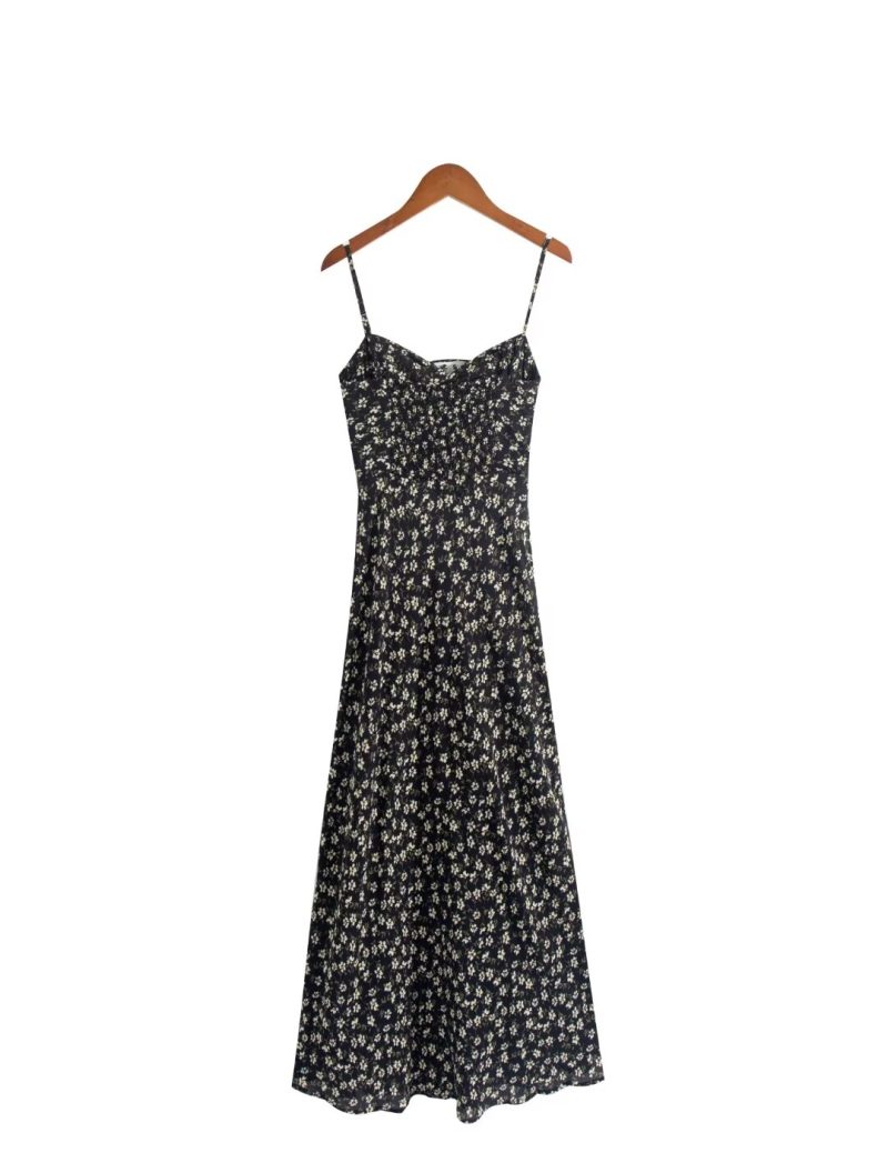 Summer Slimming Floral Dress – French Lace-Up Slip Style