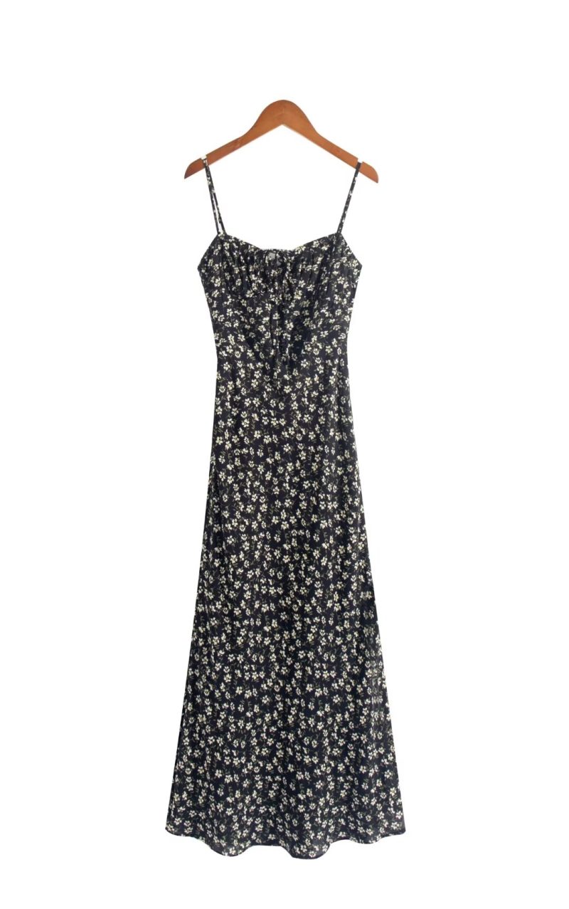 Summer Slimming Floral Dress – French Lace-Up Slip Style - Image 2