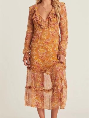 Casual Floral Print Two-Piece Spaghetti Dress