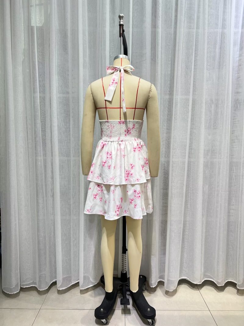Rhinestone Halter Chiffon Bright Floral Dress - Image 3