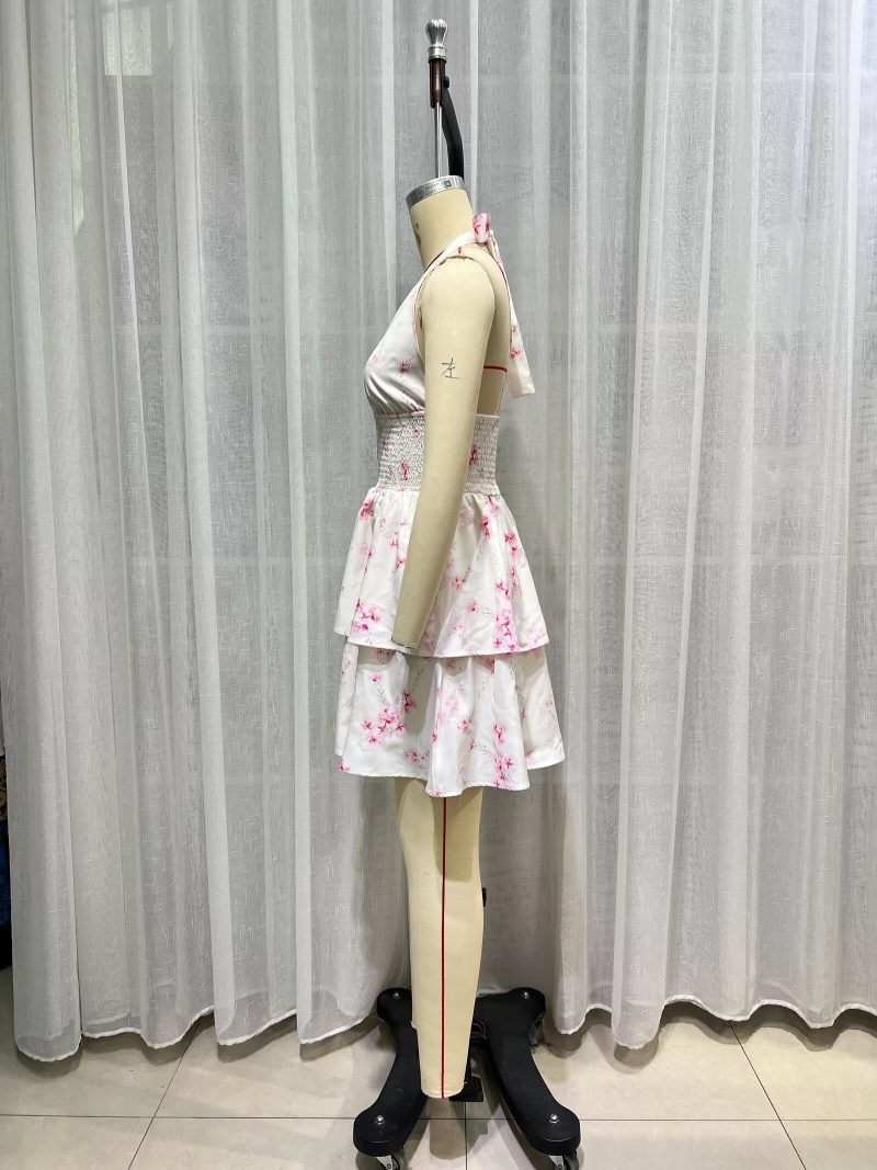 Rhinestone Halter Chiffon Bright Floral Dress - Image 4