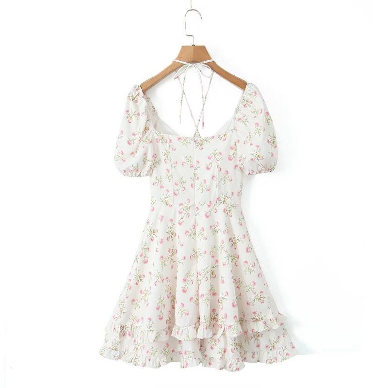 Lace Up Printed Waist Slimming Short Dress - Image 2