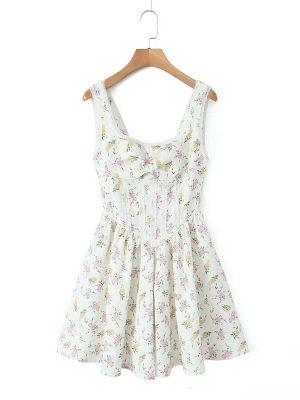 Floral Bow Design Lace Summer Sling Dress