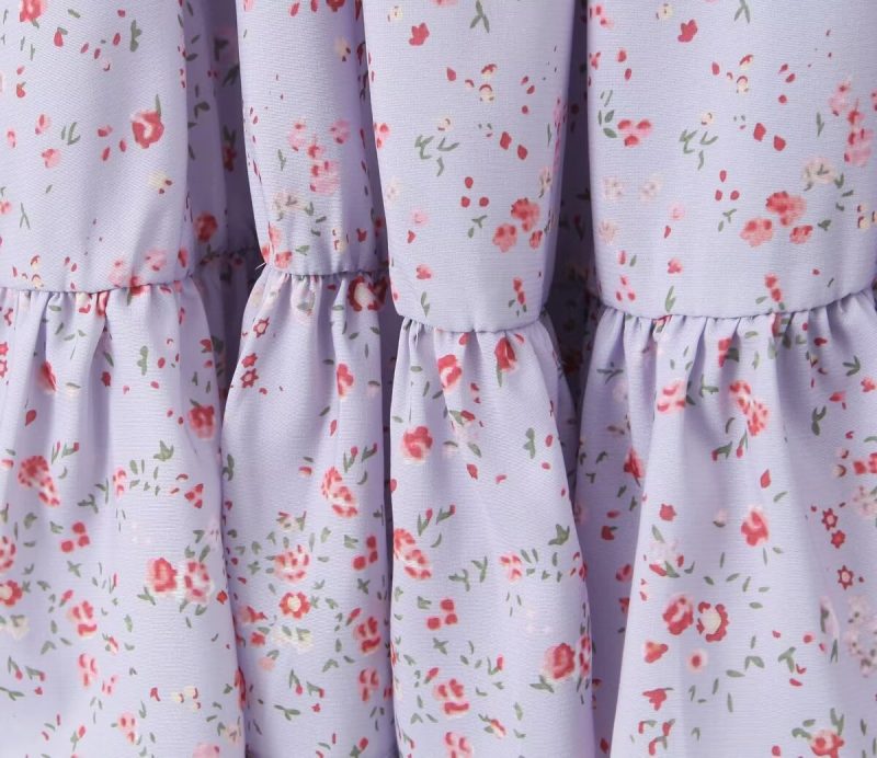 French Girl Purple Floral Halter Dress - Image 4