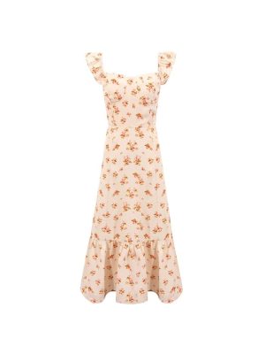 Ruffled Floral Print Midi Dress for Spring