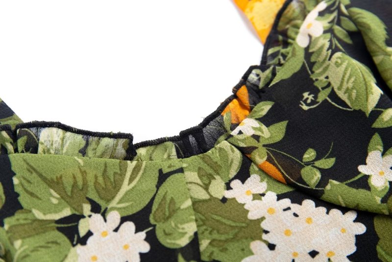 Lemon Print Slim Fit V-Neck Vacation Dress - Image 3