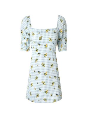 French Puff Sleeve Plaid Midi Holiday Dress