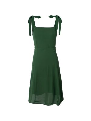 Green Slim Fit Lace-Up Slit Cami Dress