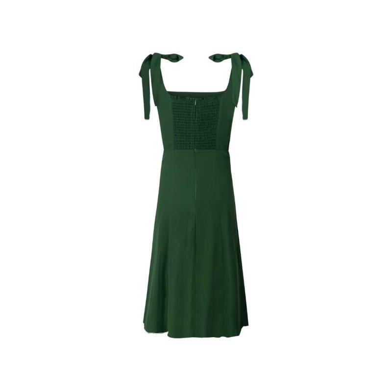 Green Slim Fit Lace-Up Slit Cami Dress - Image 2