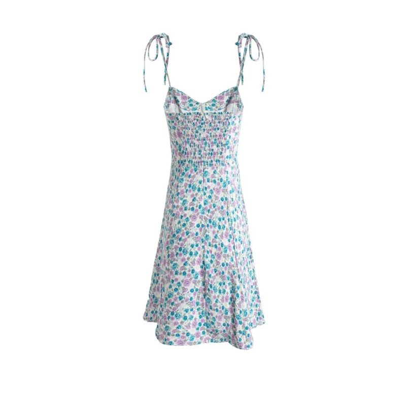 Rose Print V-Neck Backless Strap Dress - Image 2