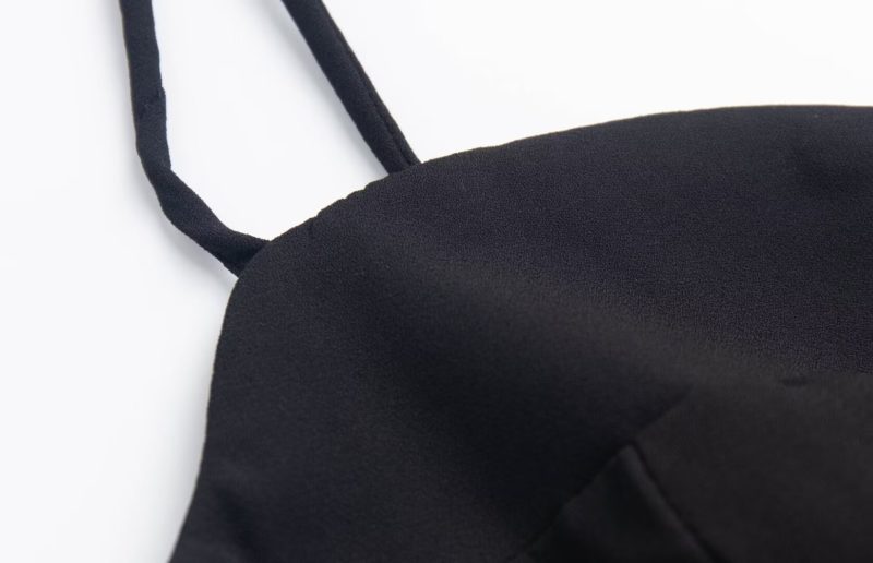 Black Lace-Up Strap Casual Spring Dress - Image 3