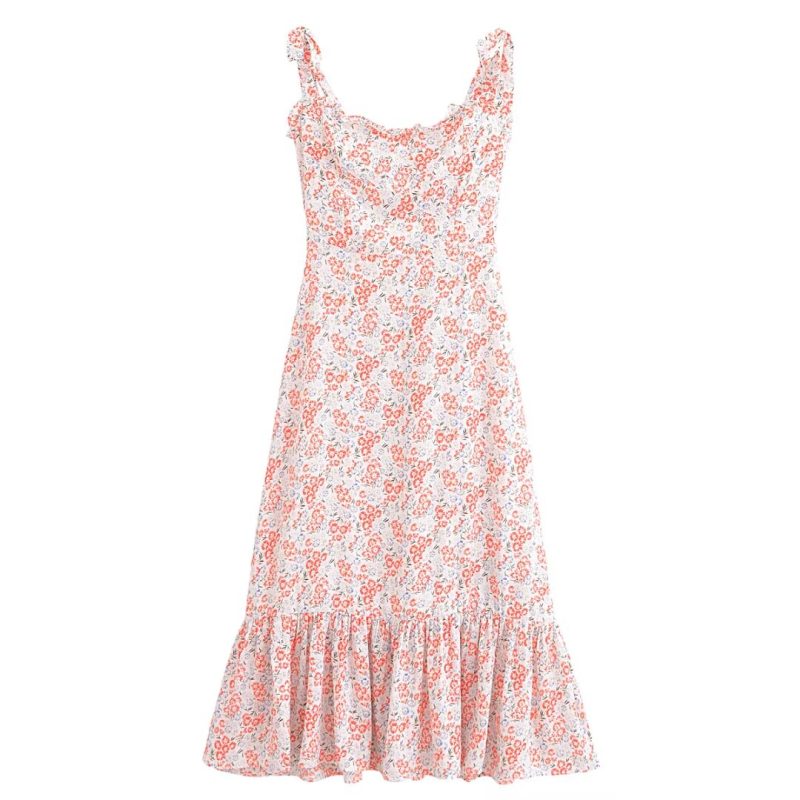 French Floral Print Slim Fit Cami Dress
