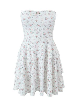 Pleated Strapless Slim Fit Mini Dress with Multi-Layer Design