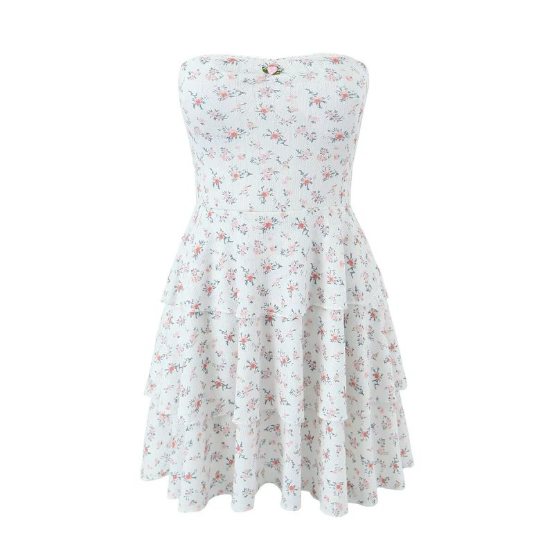 Pleated Strapless Slim Fit Mini Dress with Multi-Layer Design