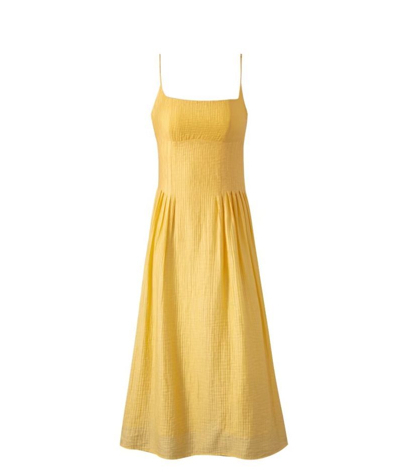 Casual Spring Yellow Dress with Wide Straps