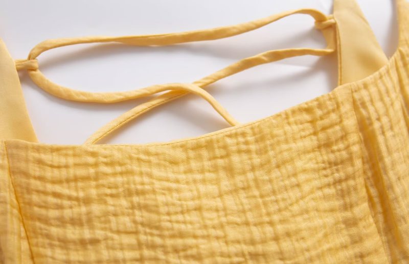 Casual Spring Yellow Dress with Wide Straps - Image 3