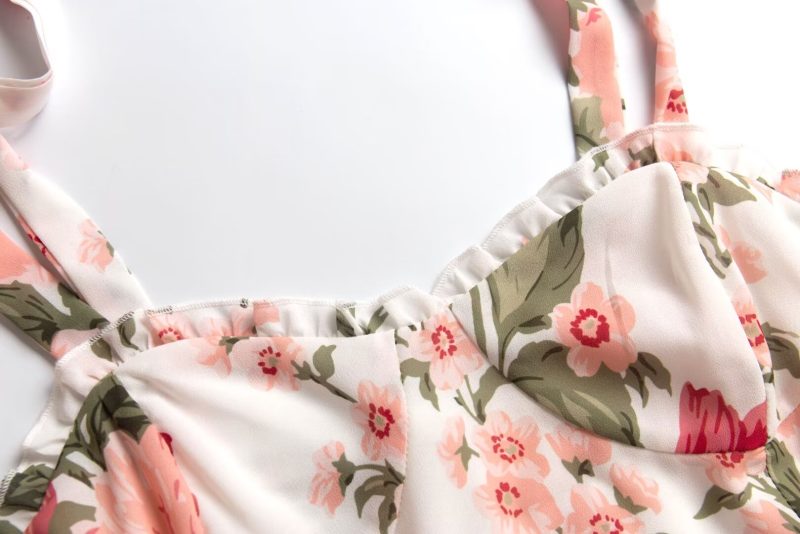 Spring Retro Floral Lace-Up Cami Dress - Image 2
