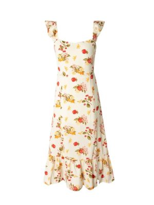 Early Spring French Dress with Square Neck and Floral Lace